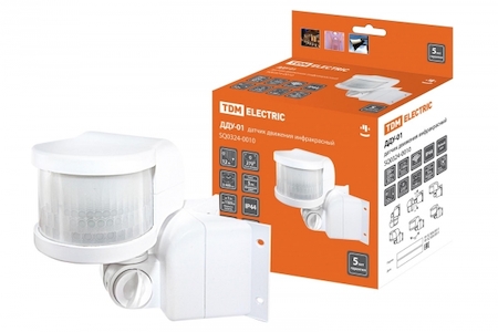 TDM ELECTRIC SQ0324-0010 Датчик движения  угловой ДДУ-01 1100Вт, 5-480с, 12м, 5+Лк, 270гр, IP44, TDM